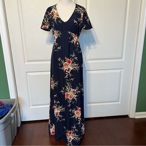 Long blue floral dress